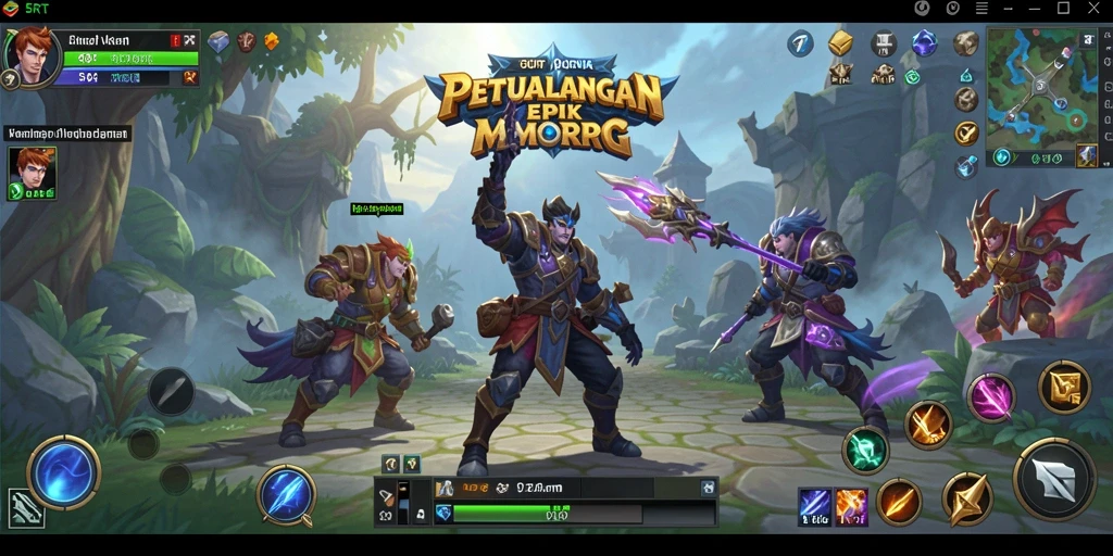 Tampilan gameplay epik dalam dunia 5RT dengan pertarungan seru.