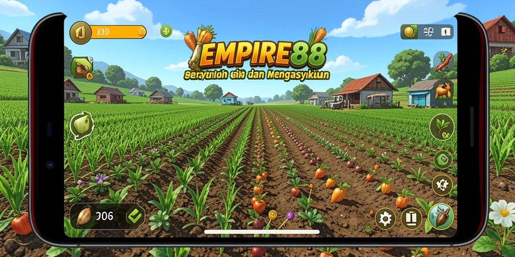 Tampilan gameplay EMPIRE88 yang menampilkan aktivitas pertanian yang seru.