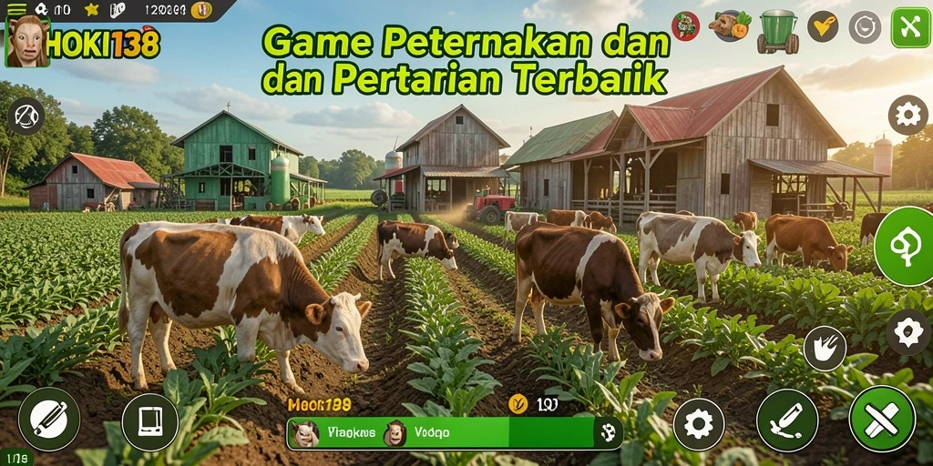 Screenshot gameplay HOKI138 menampilkan aktivitas bertani yang seru dan interaktif.
