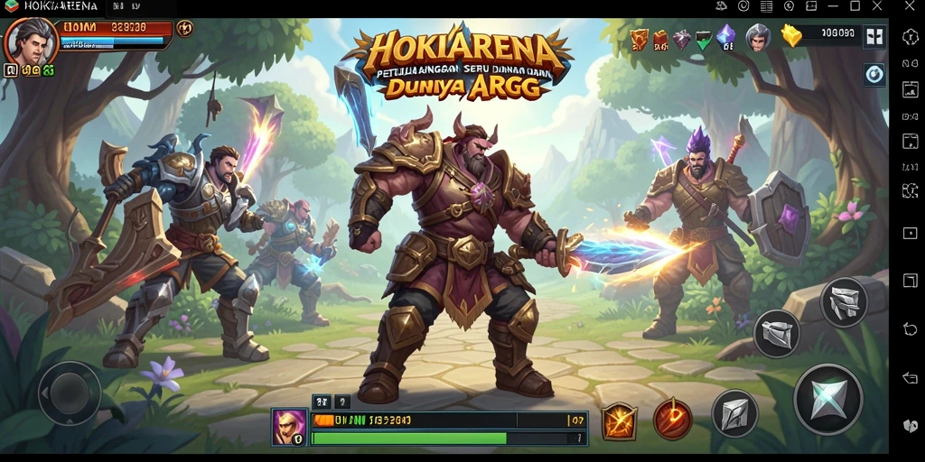 Screenshot HOKIARENA yang menampilkan pertarungan seru dan karakter ikonik.