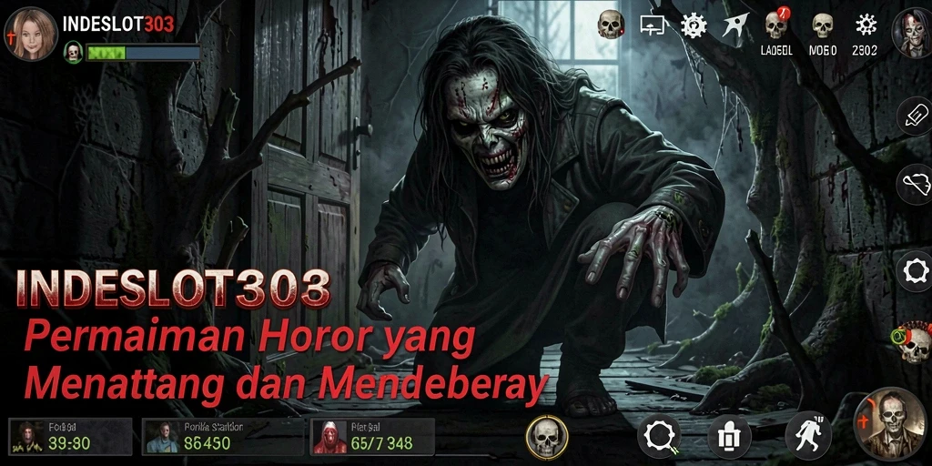 Screenshot INDESLOT303 menampilkan momen menegangkan dalam suasana horor.