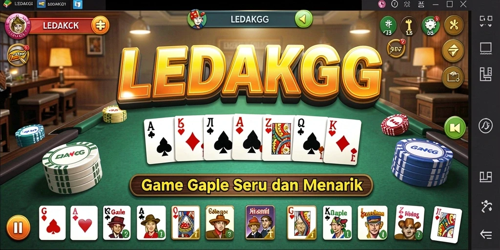 Tampilan gameplay seru di LEDAKGG dengan kartu Gaple.