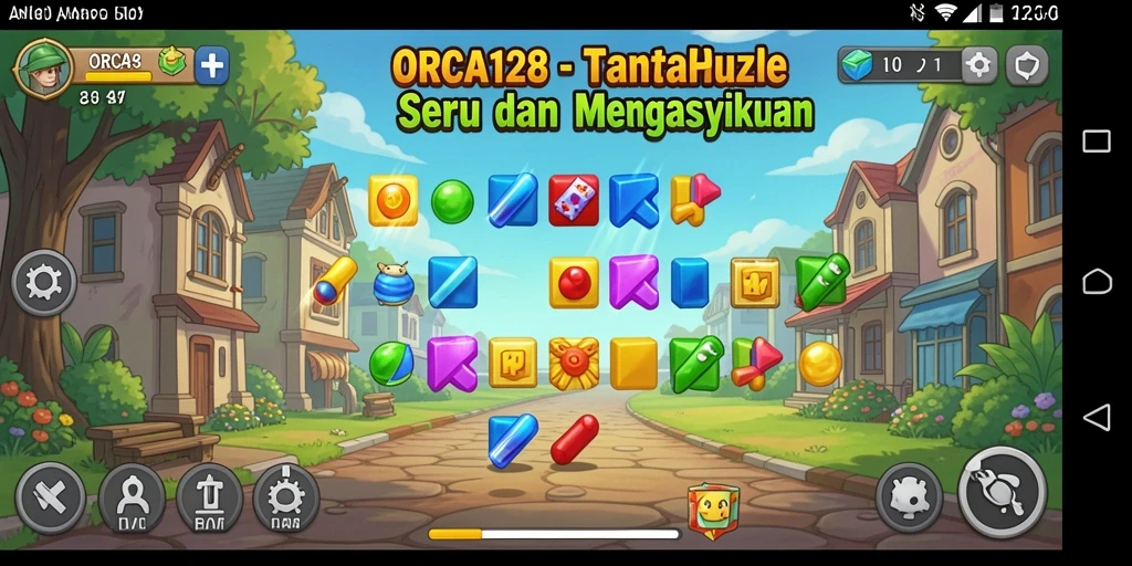 Tangkapan layar utama ORCA128 menampilkan gameplay Puzzle yang menarik.