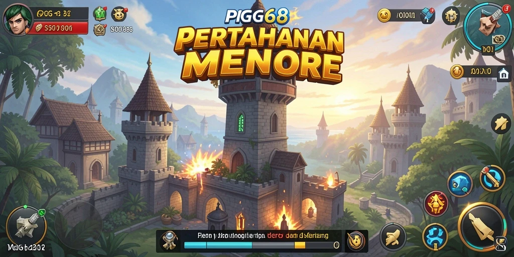 Tangkapan layar PGG68 menampilkan aksi pertahanan menara yang seru.