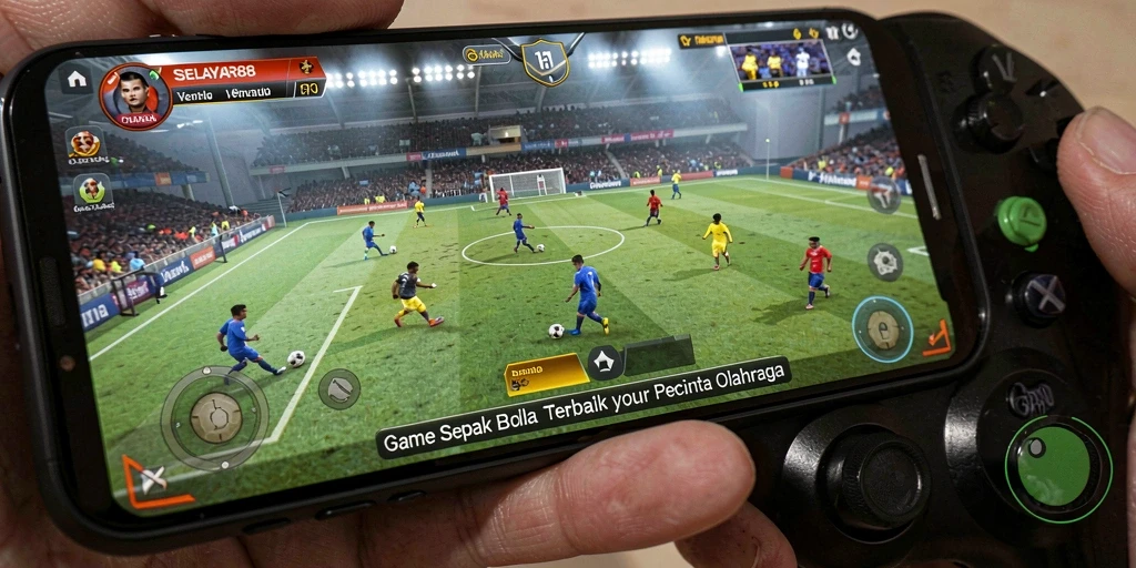 Screenshot gameplay yang menarik dari SELAYAR88, menampilkan aksi sepak bola seru.