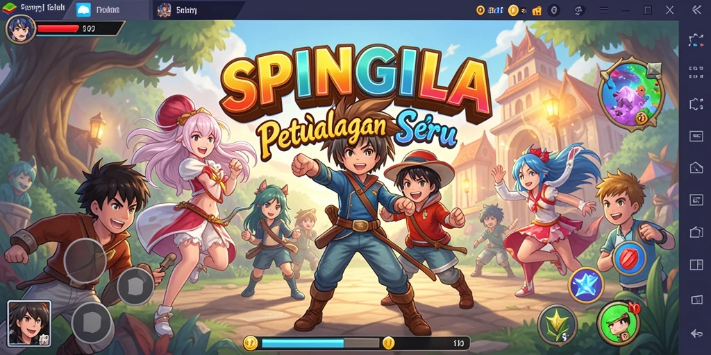 Tangkapan layar utama SPINGILA menampilkan aksi pertarungan karakter anime.