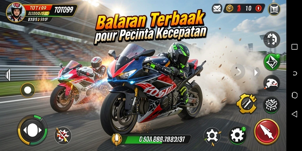 Gameplay menegangkan dalam balapan motor di TOTO99.