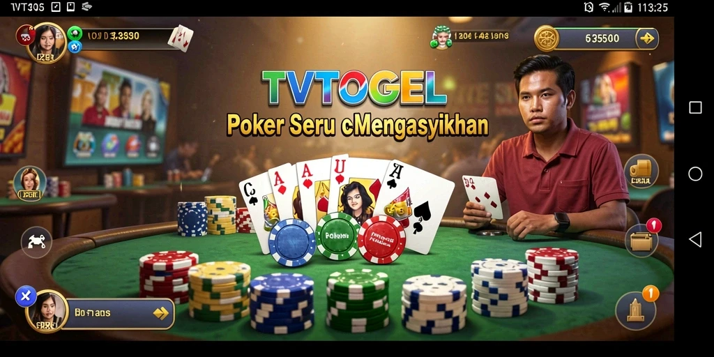 Tampilan gameplay seru di TVTOGEL dengan meja poker yang menarik.