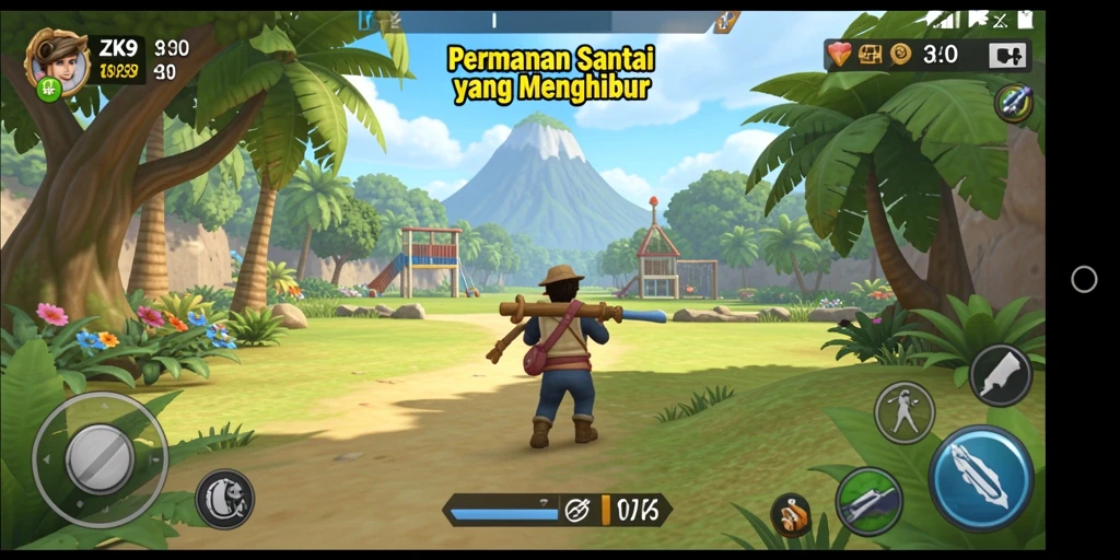 Tampilan gameplay ZK9 yang ceria dan menghibur.